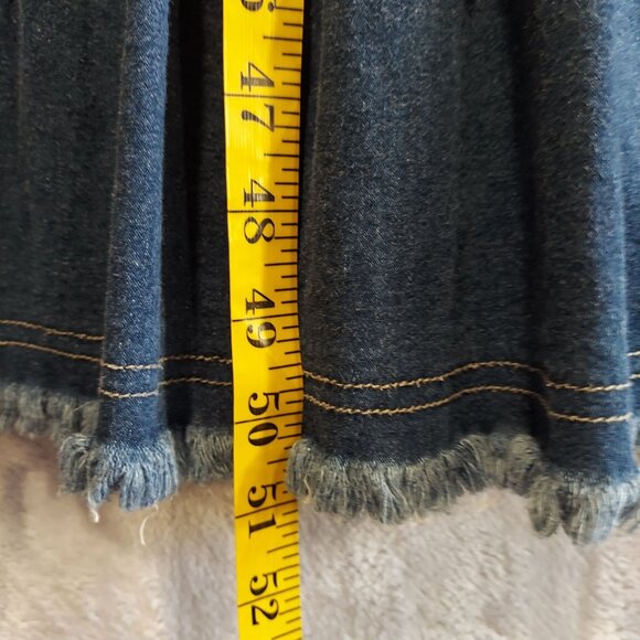 Roamans blue jean Dress size 14p Maxi denim jean fray hem ruffle zip 2 pockets - Picture 9 of 16